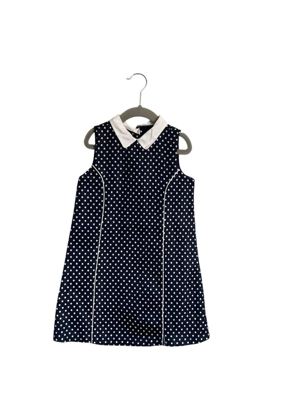 Janie and Jack  Shift Dress Blue Polka Dot Sleeveless White Collar Size 6
